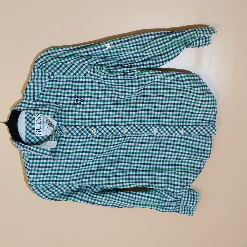 Guess| Green & Blue Checkered Button Down Shirt